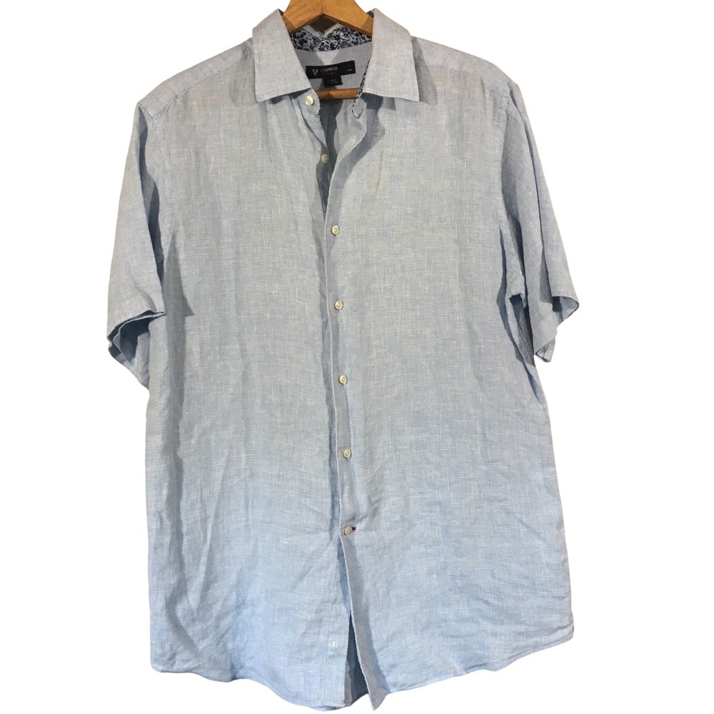 Cremieux Collection Mens Linen Short Sleeve Button‎ Down Shirt - Medium